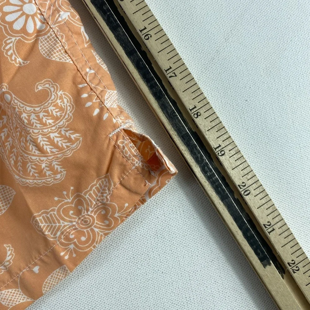 Peter Millar Swim Shorts Mens XL Orange White Floral‎ Paisley Board Trunks Beach